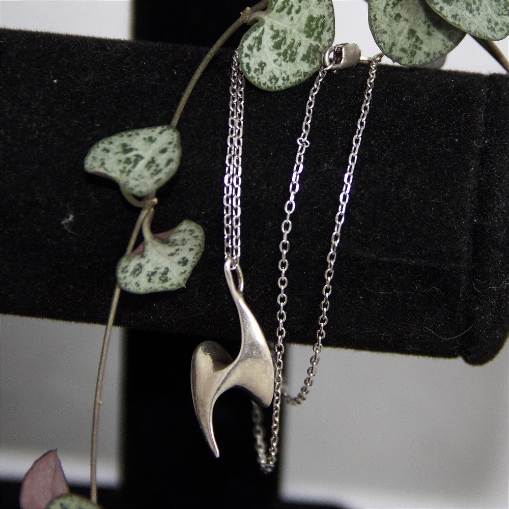 Abstract Brutalist Cyber Punk Sterling Silver 925 Sculptural Pendant Necklace